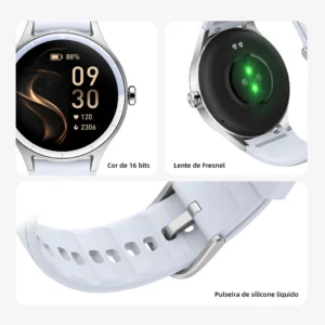 Smartwatch feminino BETTDOW: tela LCD de 1,27 polegadas, resistência à água IP68, caixa de liga metálica, modo esportivo